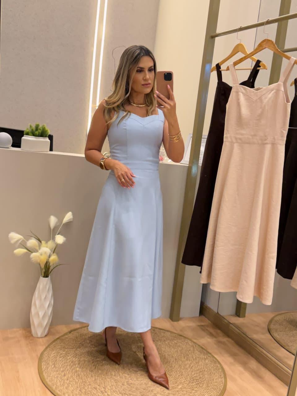 Vestido Midi Azul Claro