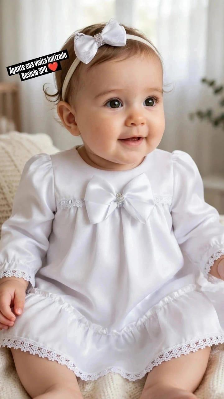 Vestido Branco de Batizado para Bebê
