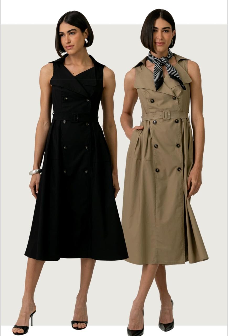 Vestido Midi Trench com Cinto